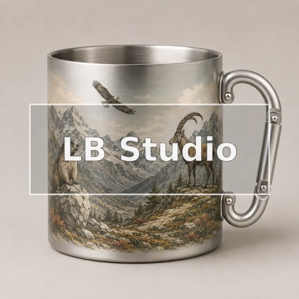 Mug inox personnalisé avec un paysage des Alpes